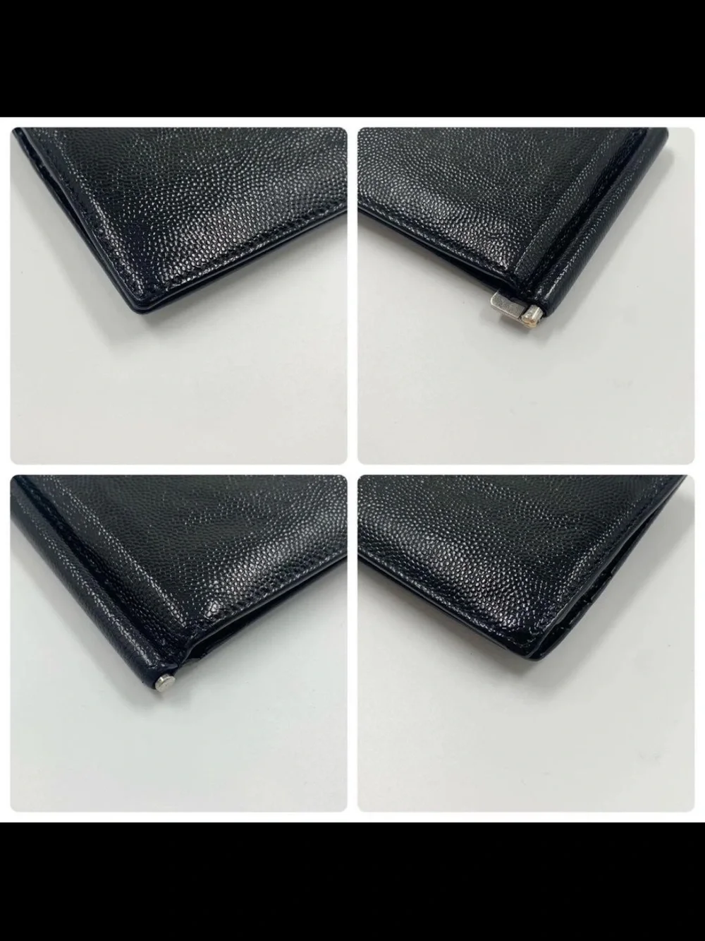 Saint Laurent Black Patent YSL Money Clip Wallet